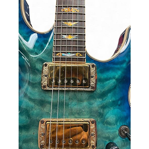 Used 2020s Schecter Guitar Research Omen Extreme 6 Ocean Blue Burst Solid Body Electric Guitar