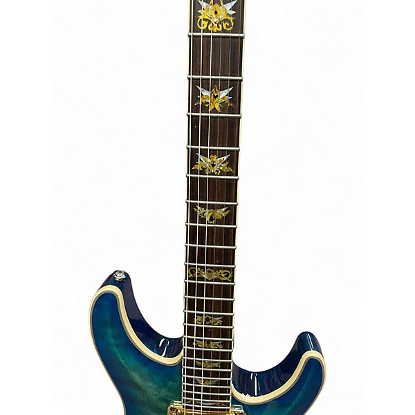 Used 2020s Schecter Guitar Research Omen Extreme 6 Ocean Blue Burst Solid Body Electric Guitar