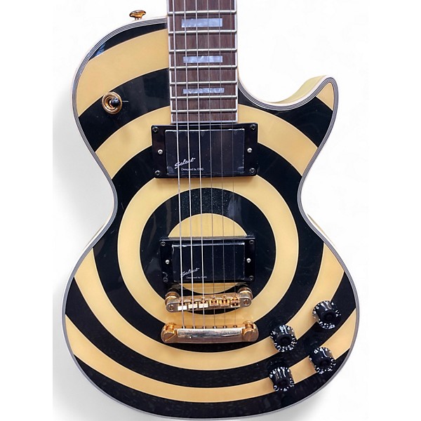 Used 2003 Epiphone Zakk Wylde Signature Les Paul Black and Yellow Solid Body Electric Guitar