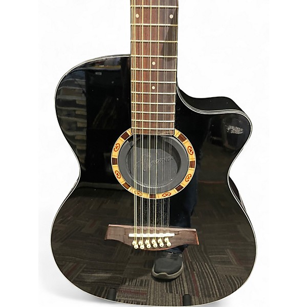 Used Ibanez AAD1012E Black 12 String Acoustic Electric Guitar
