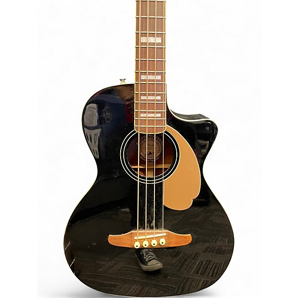 Used Fender Kingman Acoustic Electric Bass Black Acoustic Bass Guitar
