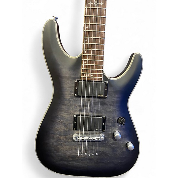 Used Schecter Guitar Research C1 Platinum Trans Black Solid Body Electric Guitar