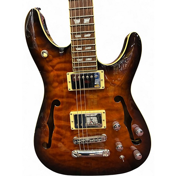 Used Schecter Guitar Research C1 E/A Trans Brown Hollow Body Electric Guitar