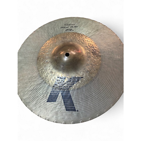 Used Zildjian 14.25in K CUSTOM HYBRID HI-HAT PAIR TOP BOTTOM Cymbal