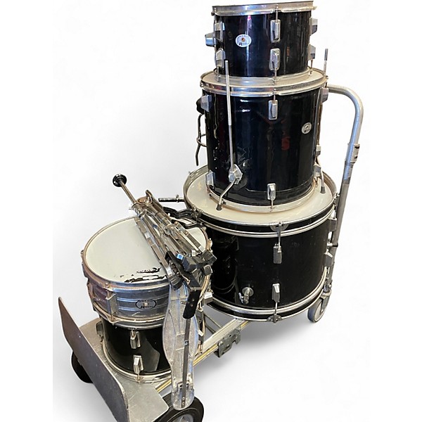 Used Rogers 5 Piece 4 PEICE Black Drum Kit
