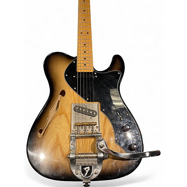 Used Warmoth Thinline T Type 2 Tone Sunburst Hollow Body Electric Guitar