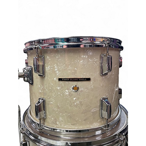Used Pearl 4 Piece FIBERGLASS Pearl White Drum Kit