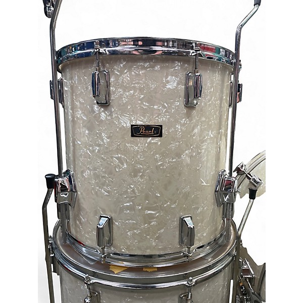 Used Pearl 4 Piece FIBERGLASS Pearl White Drum Kit
