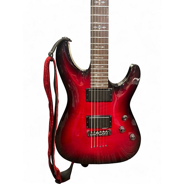 Used Schecter Guitar Research Demon 6 Crimson Red Burst Solid Body Electric Guitar
