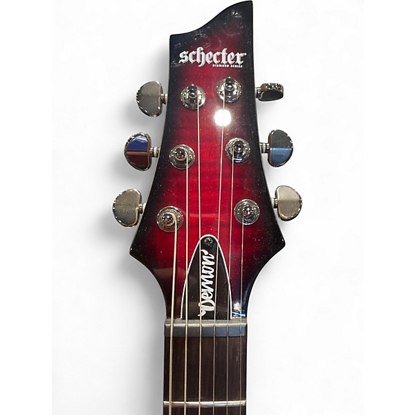 Used Schecter Guitar Research Demon 6 Crimson Red Burst Solid Body Electric Guitar