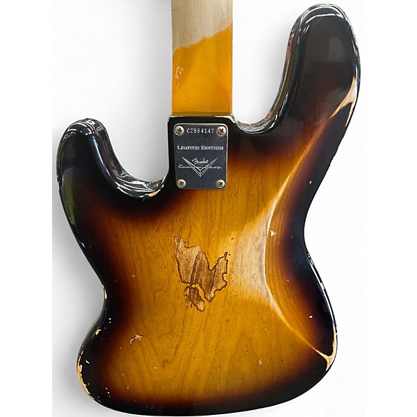 Used Fender Custom Shop Limited Edition Custom Jazz Bass Heavy Relic 3 Tone Sunburst Electric Bass Guitar