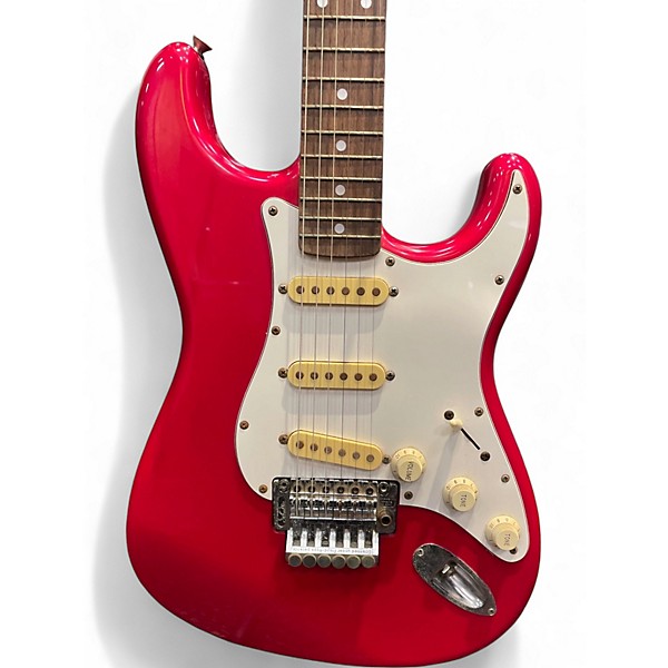 Vintage 1990s Fender 1990 MIJ Stratocaster Floyd Rose Red Solid Body Electric Guitar