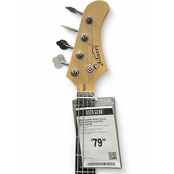Used Glarry SHORT SCALE BASS Natural Electric Bass Guitar