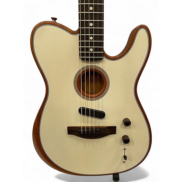 Used Fender Acoustasonic Player Telecaster Arctic White Acoustic Electric Guitar
