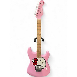 Used Squier Hello Kitty Stratocaster Single Hum Pink With Kitty Pickguard Pink Solid Body Electric Guitar