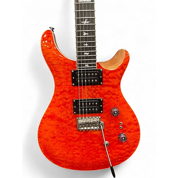Used PRS SE Custom 24-08 QUILT TOP Orange Solid Body Electric Guitar