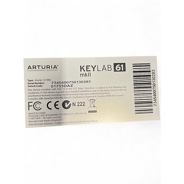 Used Arturia Keylab MKII 61 Key MIDI Controller