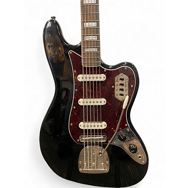 Used Squier Vintage Modified Bass VI Black Electric Bass Guitar