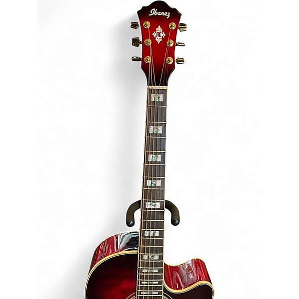 Used Ibanez AEF37E Crimson Red Trans Acoustic Electric Guitar