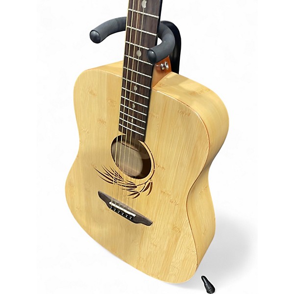 Used Luna WOODLAND BAMBOO DREADNAUGHT Natural Acoustic Guitar