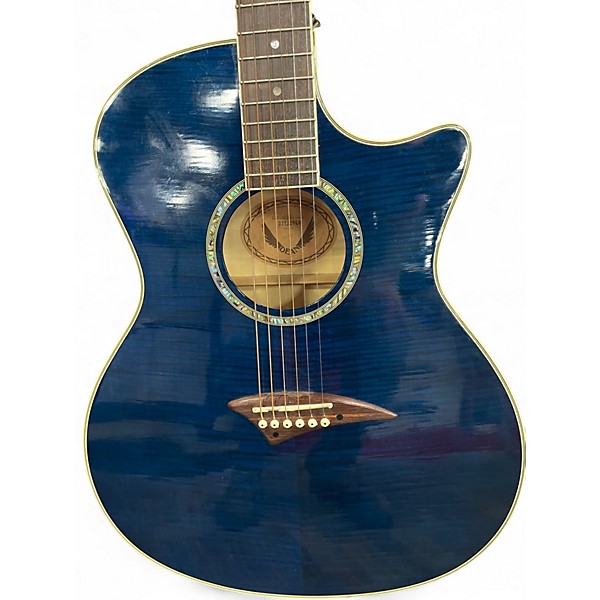 Used Dean Exotica FM Blue Ghost Flames Acoustic Electric Guitar