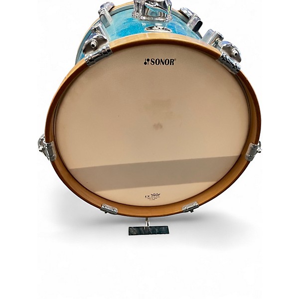 Used SONOR 4 Piece Martini Metallic Blue Drum Kit