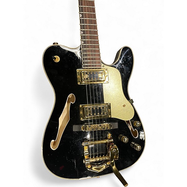 Used Firefly FFTL Black and Gold Hollow Body Electric Guitar