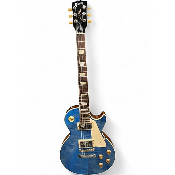 Used Gibson STANDARD '50S LES PAUL FIGURED TOP Blue Ghost Flames Solid Body Electric Guitar