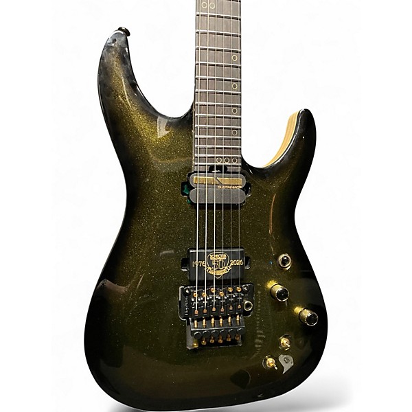 Used Schecter Guitar Research C1 FR 50th Anniversary Gold Solid Body Electric Guitar