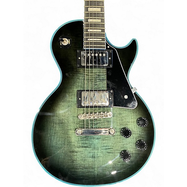 Used Epiphone Les Paul Custom Blue Ghost Flames Solid Body Electric Guitar