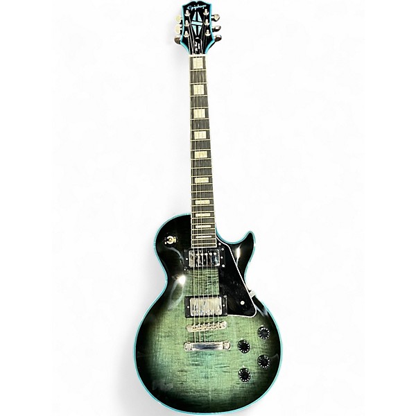 Used Epiphone Les Paul Custom Blue Ghost Flames Solid Body Electric Guitar