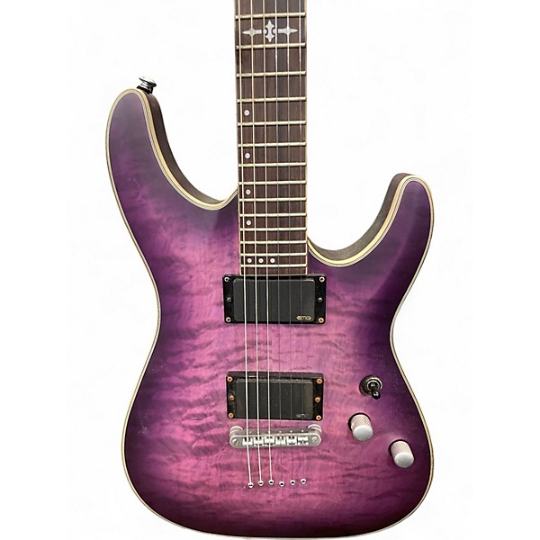 Used Schecter Guitar Research C1 Platinum Trans Purple Solid Body Electric Guitar