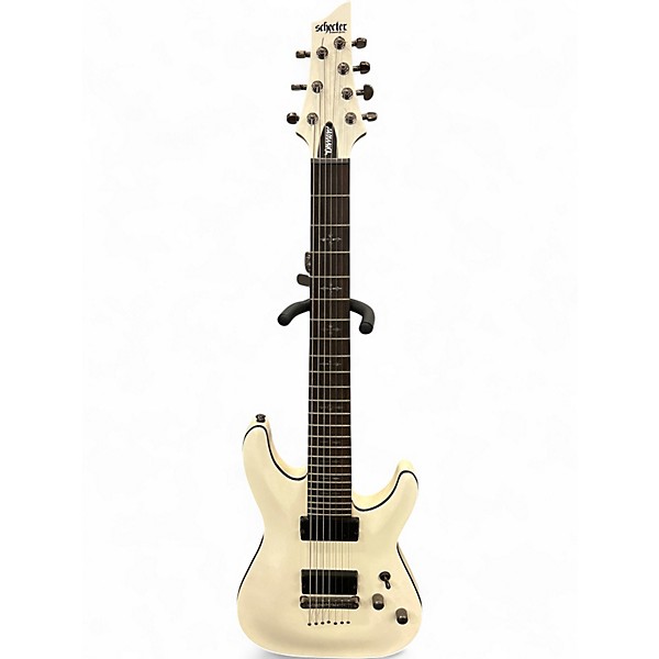 Used Schecter Guitar Research Demon 7 String White Solid Body Electric Guitar