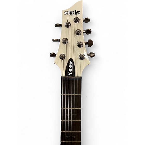 Used Schecter Guitar Research Demon 7 String White Solid Body Electric Guitar