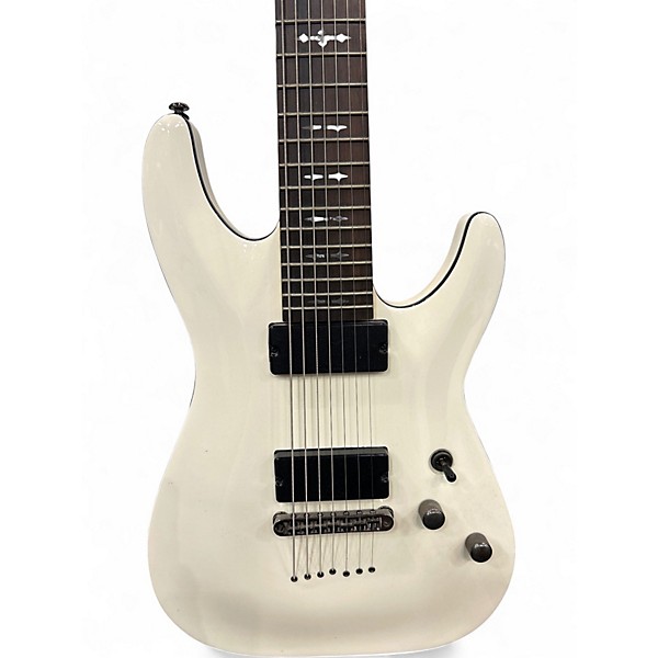 Used Schecter Guitar Research Demon 7 String White Solid Body Electric Guitar