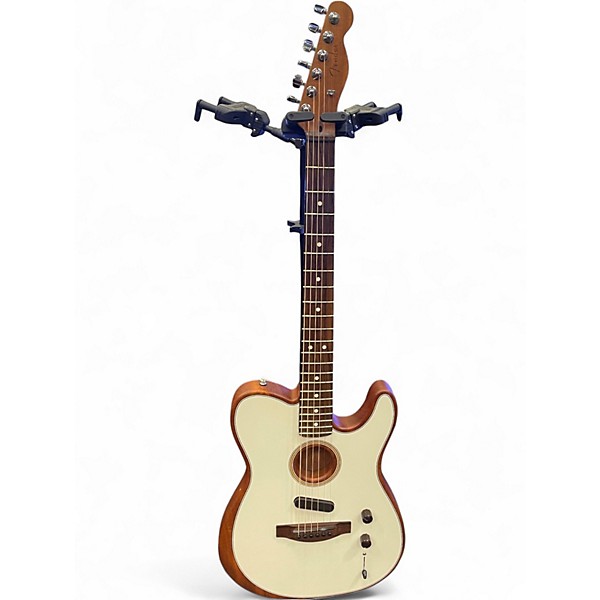 Used 2022 Fender ACOUSTASONIC PLYR TELE Arctic White Acoustic Guitar