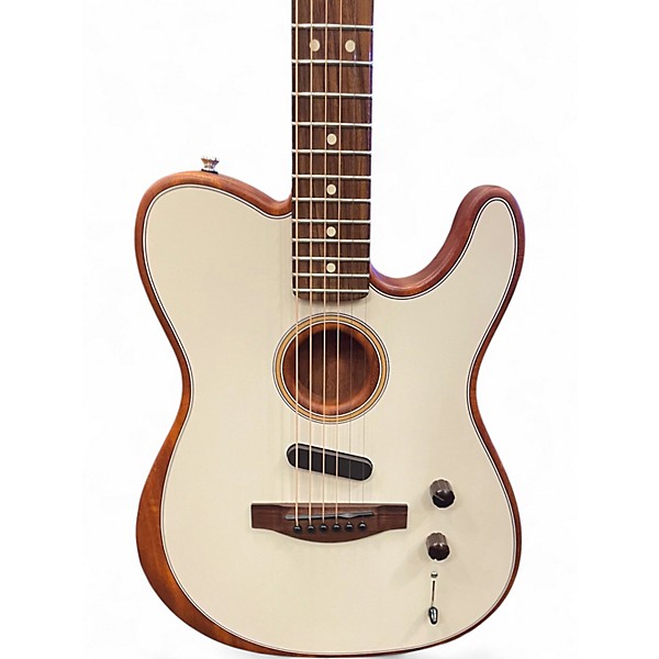 Used 2022 Fender ACOUSTASONIC PLYR TELE Arctic White Acoustic Guitar