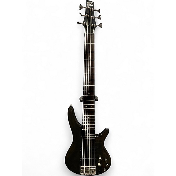 Used Ibanez SR706 6 String Trans Black Electric Bass Guitar