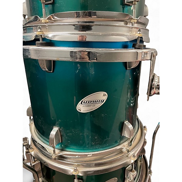 Used Ludwig 5 Piece Accent CS Emerald Green Drum Kit