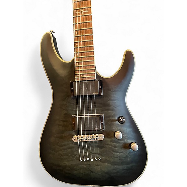 Used Schecter Guitar Research C1 Platinum Trans Black Solid Body Electric Guitar