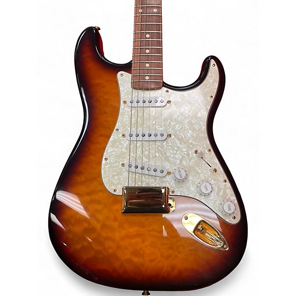 Vintage 1993 Fender Custom Shop Matched Tele / Strat Set Quilt top 3 Tone Sunburst Solid Body Electric Guitar