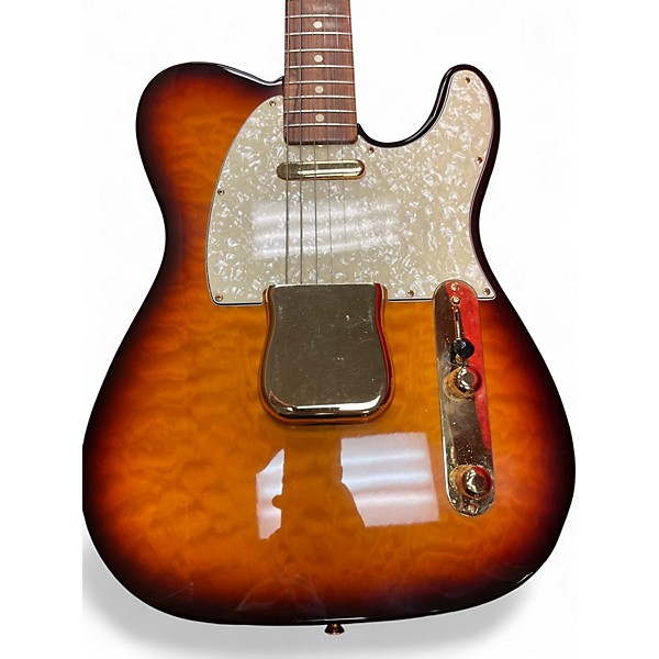 Vintage 1993 Fender Custom Shop Matched Tele / Strat Set Quilt top 3 Tone Sunburst Solid Body Electric Guitar