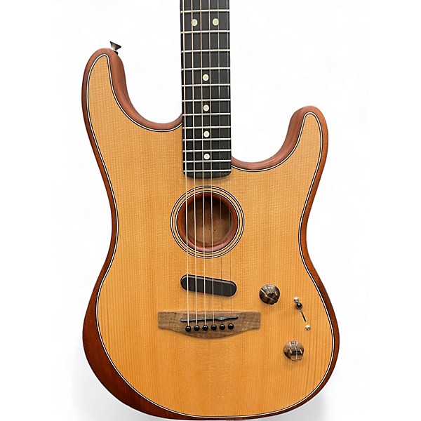 Used Fender American Acoustasonic Stratocaster Natural Acoustic Electric Guitar