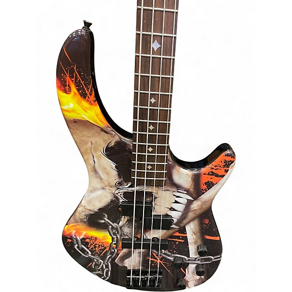 Used Dean E10APJ Edge 10 Active PJ Skull Crusher Skulls Electric Bass Guitar