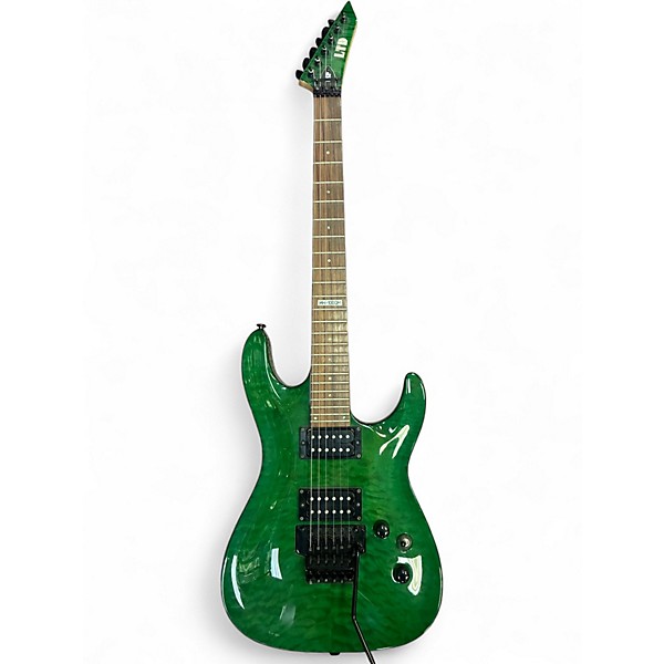 Used ESP LTD MH100QM Green Solid Body Electric Guitar