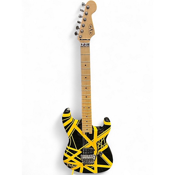 Used EVH Striped Series Black With Yellow Black and Yellow Solid Body Electric Guitar