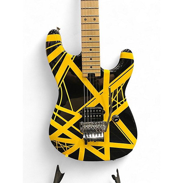 Used EVH Striped Series Black With Yellow Black and Yellow Solid Body Electric Guitar