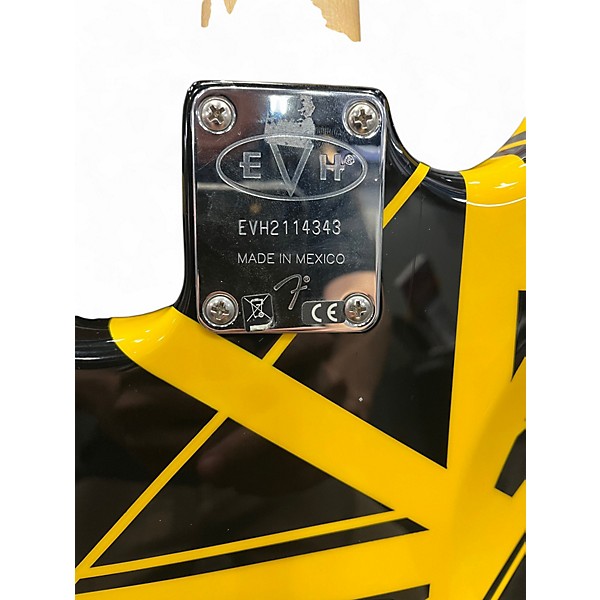 Used EVH Striped Series Black With Yellow Black and Yellow Solid Body Electric Guitar