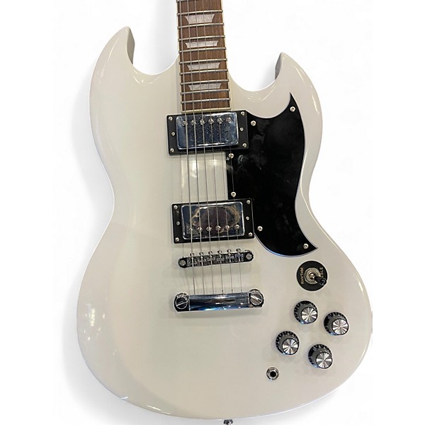 Used Leo Jaymz DOUBLE CUT STANDARD White Solid Body Electric Guitar