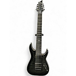 Used Schecter Guitar Research Hellraiser C8 Special 8 String Black and Silver Solid Body Electric Guitar